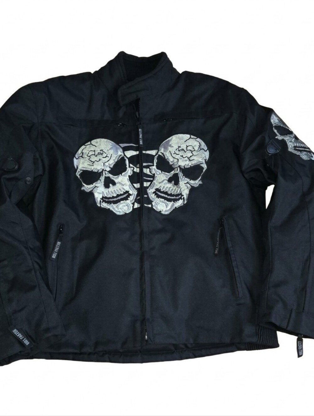 Bull Faster Men's Black Skull Graphic Motorcycle Jacket Sz XL